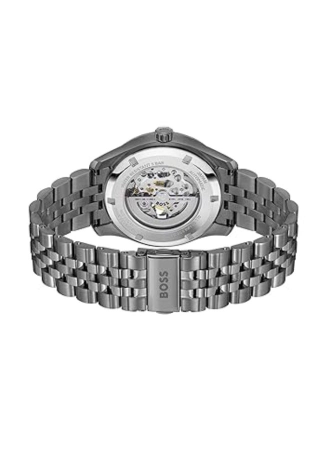 BOSS Principle Skeleton Mech-Automatic Men’s Watch 1514254 Blue Dial Grey Ionic Plated Steel - Image 3